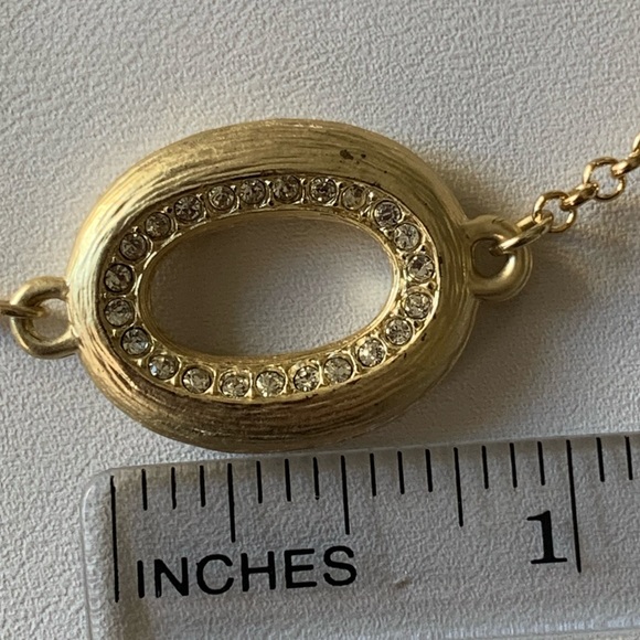 Necklace oval link goldtone with crystals - Picture 7 of 8